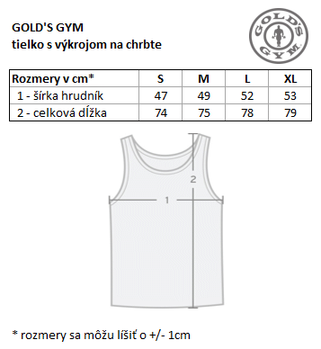 Golds Gym tielko - rozmery